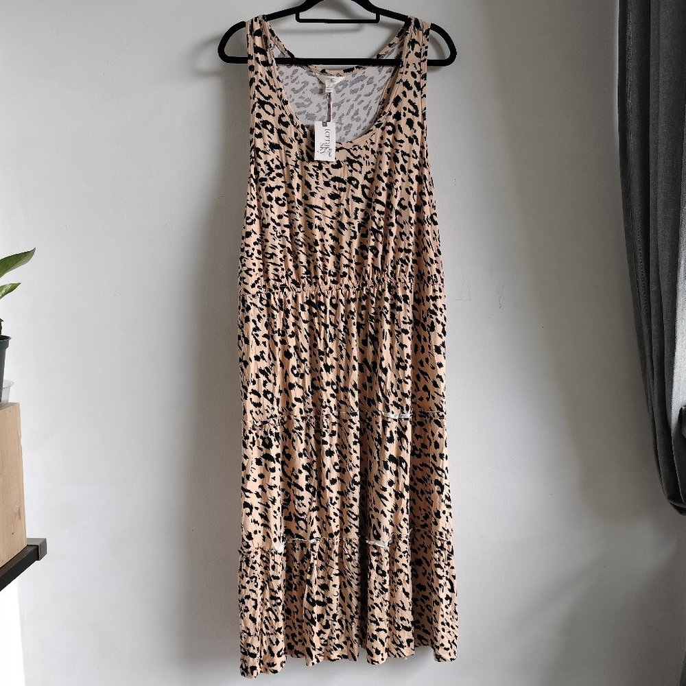 NWT Terra & Sky Tiered Racerback Leopard Print Dress